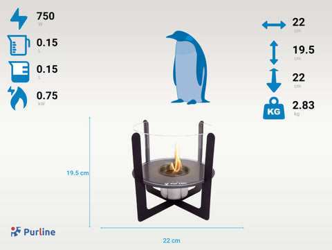 SELENE: Chimenea de etanol de sobremesa con cristal cilíndrico