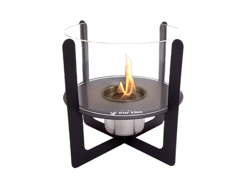 Chimenea de etanol de sobremesa con cristal cilíndrico