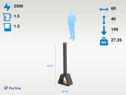 Potencia Maxima 2500 W Chimenea de etanol de techo en acero negro