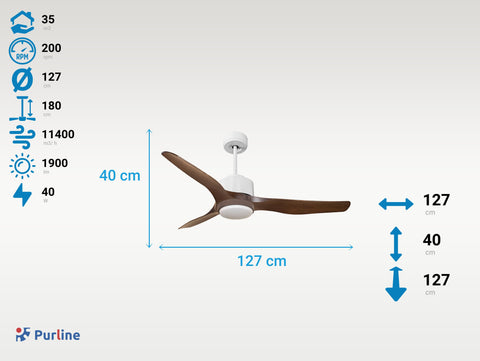 Ventilador de Techo Ultra silencioso de bajo consumo DC TetiaroaD127C02LED66180