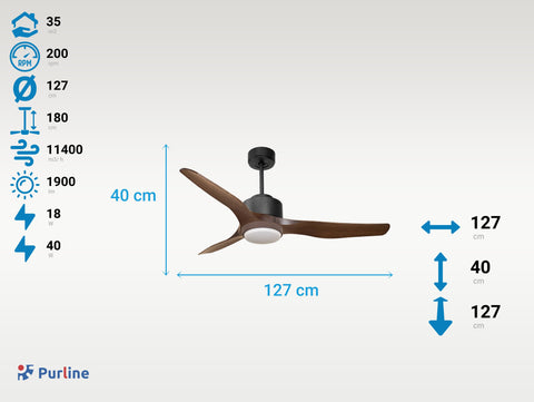 Ventilador de Techo Ultra silencioso de bajo consumo DC TetiaroaD127C02LED70237