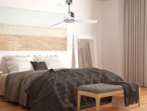 Thassos D127 C02 66408: Ventilador de techo Modo Invierno/Verano Termostato Wifi Motor DC Techos Inclinados Mando a Distancia Adaptador 2/3 Aspas Hypersilence Memoria