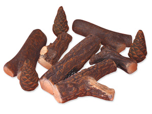 Troncos decorativos de fibra cerámica para chimenea. Pack de 9 uds