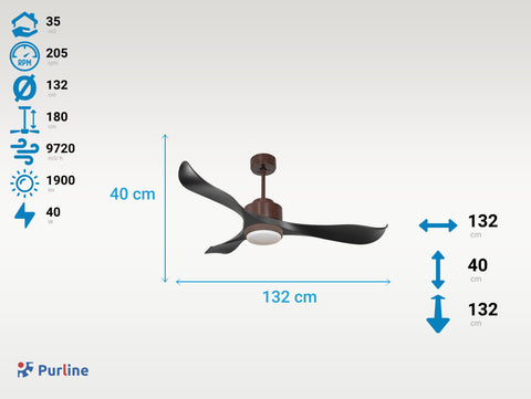 Ventilador de Techo Ultra silencioso de bajo consumo DC UtilaD132C02LED66945