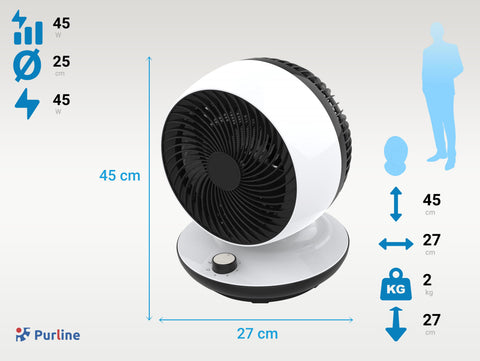 Ventilador de sobremesa con oscilación vertical