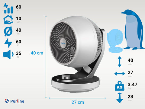 VENTY TA 60: Ventilador de sobremesa 60W con 3 velocidades e inclinación regulable