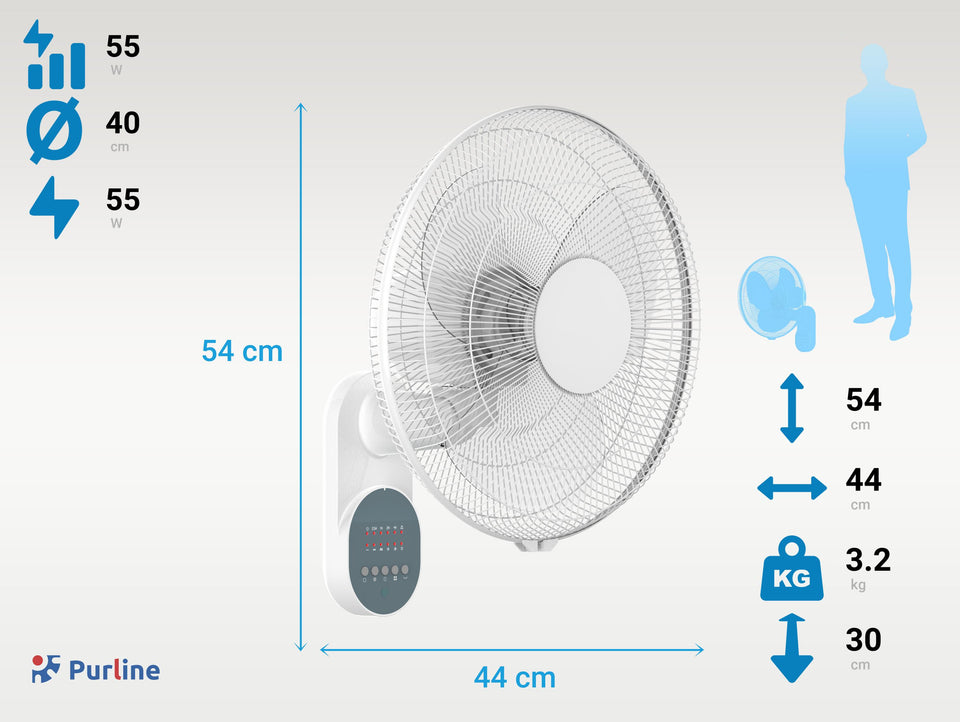 Ventilador de pared con temporizador y 3 velocidades