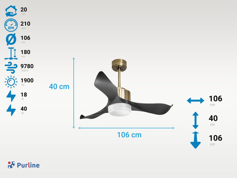 Ventilador de Techo Ultra silencioso de bajo consumo DC VulcanoD106C02LED65775