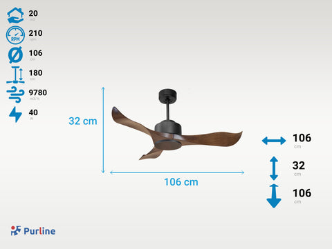 Ventilador de Techo Ultra silencioso de bajo consumo DC WakatobiD106C0270122
