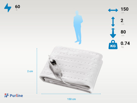 WARMER BED: Calientacamas eléctrico 60W blanco 150x80cm