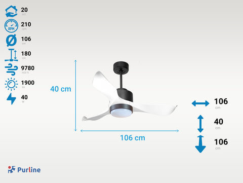 Ventilador de Techo Ultra silencioso de bajo consumo DC WhitsundayD106C02LED67324