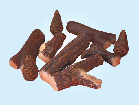 WINCBTOUT-04: Troncos decorativos de fibra cerámica para chimenea. Pack de 9 uds