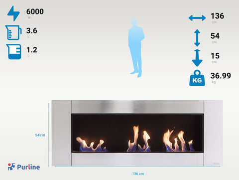 ZEUS: Chimenea de etanol panorámica con 3 quemadores