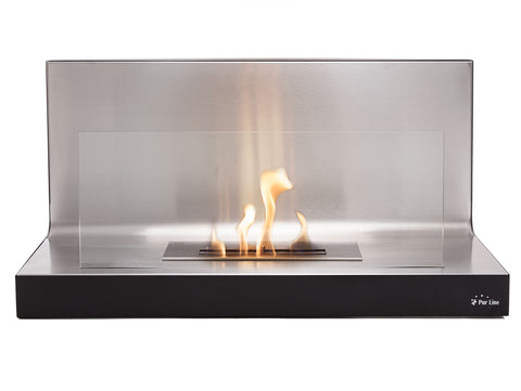 Chimenea de etanol mural en acero con cristal templado