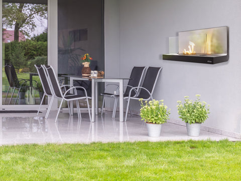 Chimenea de etanol mural en acero con cristal templado