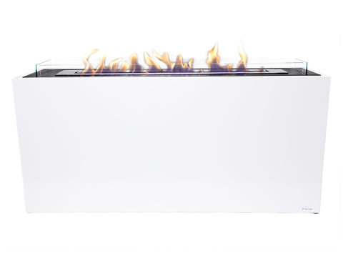 Chimenea de etanol de suelo de grandes dimensiones en acero lacado blanco y 3 quemadores