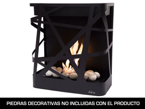 Biochimenea mural en acero inoxidable negro con diseño exclusivo y moderno