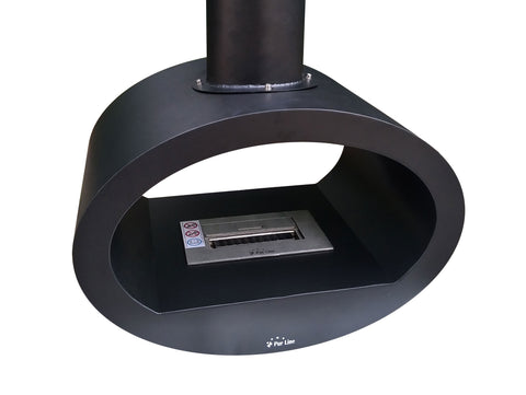 Chimenea de etanol de techo con diseño alargado en acero negro