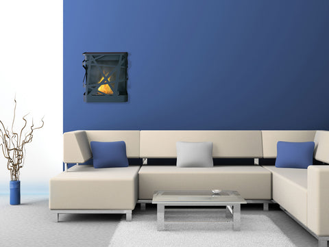 Biochimenea mural en acero inoxidable negro con diseño exclusivo y moderno