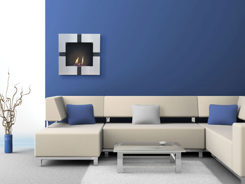 Chimenea de etanol mural de 2000W, moderno diseño cuadrado fabricado en acero