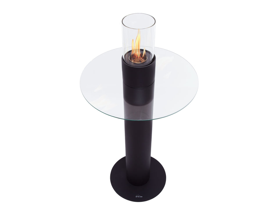 Chimenea de etanol diseño de mesa con tablero circular en cristal templado
