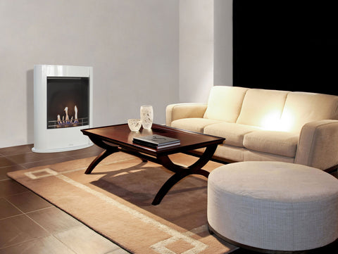 Chimenea de etanol de suelo, 2500W, diseño rectangular en acero blanco_2