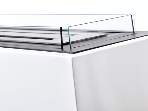 Chimenea de etanol de suelo de grandes dimensiones en acero lacado blanco y 3 quemadores