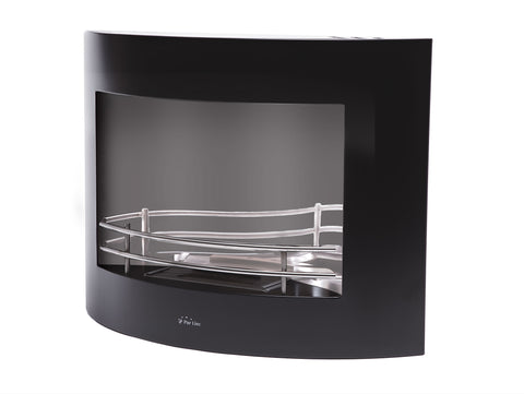 Biochimenea mural con frontal en acero inoxidable esmaltado negro