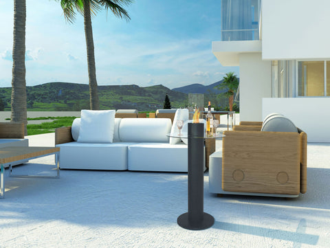 Chimenea de etanol diseño de mesa con tablero circular en cristal templado