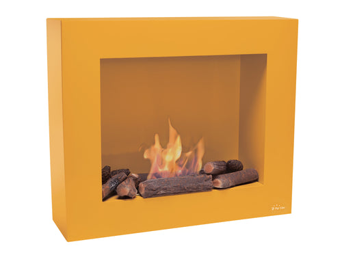 Chimenea de etanol marrón con kit de leños
