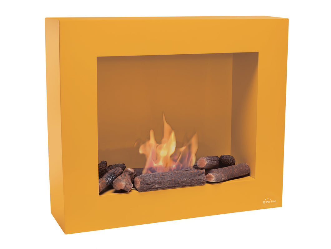 Chimenea de etanol marrón con kit de leños