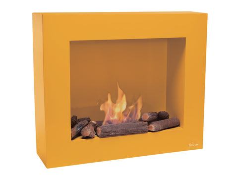Chimenea de etanol marrón con kit de leños