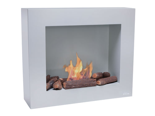 Chimenea de etanol marrón con kit de leños