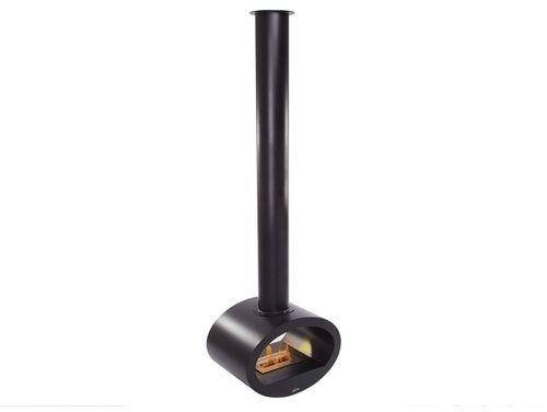 Chimenea de etanol de techo con diseño alargado en acero negro