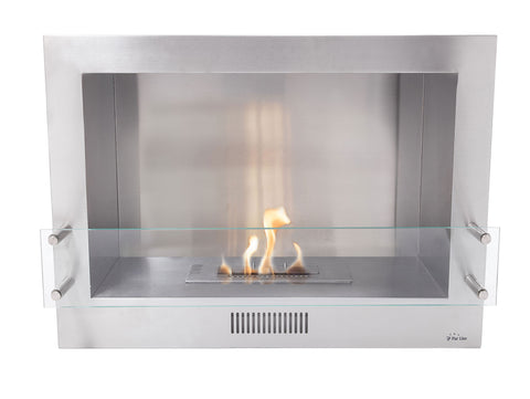 Chimenea de etanol mural encastrable de 3000W, diseño en acero con cristal templado_1