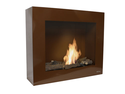 Chimenea de etanol marrón con kit de leños