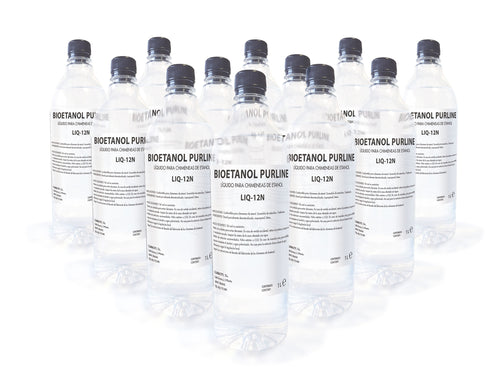 Combustible Etanol de origen natural aroma neutro. Caja 12 Botellas de 1 lito
