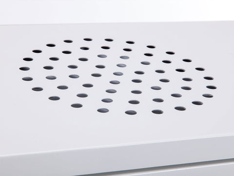 Estufa de etanol diseño cuadrado en acero blanco y puerta de cristal templado