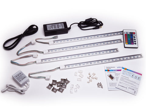 Kit de 4 barras translÃºcidas LED 5050 SMD RGB