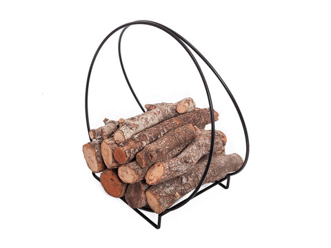 Cesta porta leña en acero negro