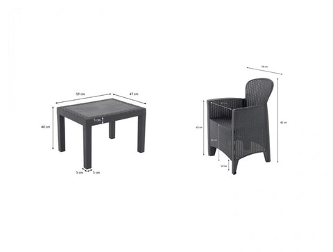 Juego de muebles de jardín en poliratán 3 piezas