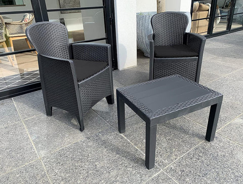 Juego de muebles de jardín en poliratán 3 piezas