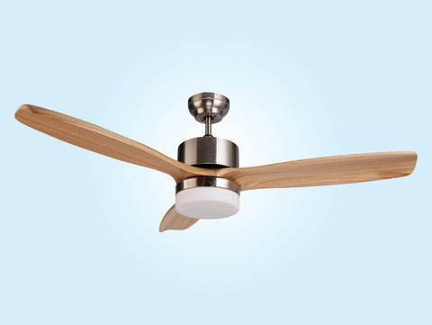 Ventilador de techo DC marrÃ³n aspas de 132cm con luz para 35m2