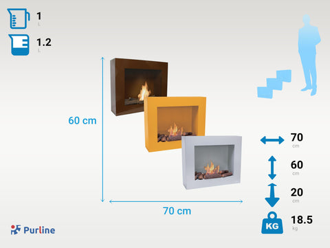 Chimenea de etanol marrón con kit de leños