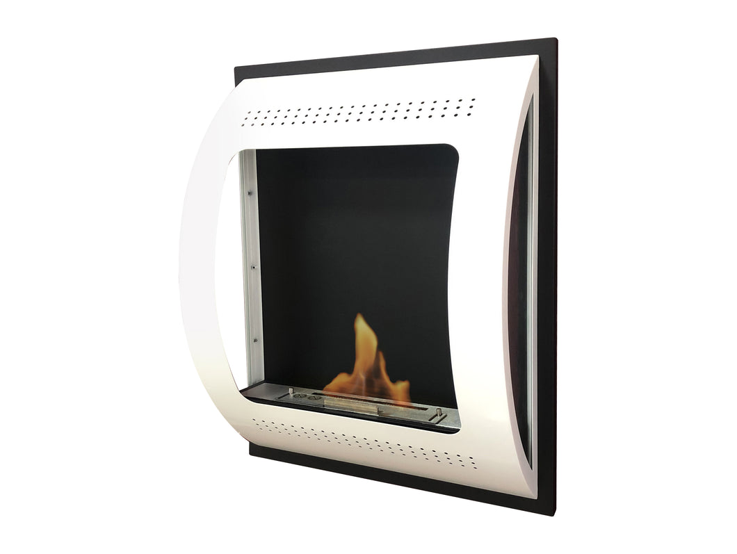 Chimenea de etanol mural de 2000W, diseño moderno en acero blanco
