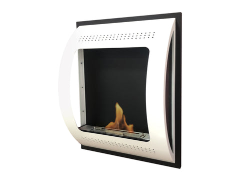 Chimenea de etanol mural de 2000W, diseño moderno en acero blanco