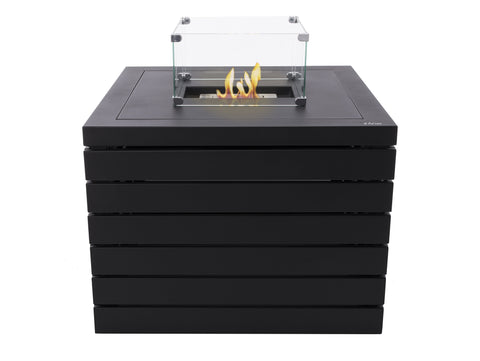 Chimenea de etanol diseño de mesa cuadrada en negro y quemador central