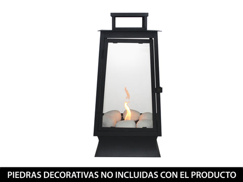 Farolillo de etanol en acero inoxidable negro