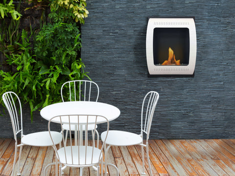 Chimenea de etanol mural de 2000W, diseño moderno en acero blanco