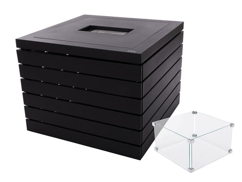Chimenea de etanol diseño de mesa cuadrada en negro y quemador central